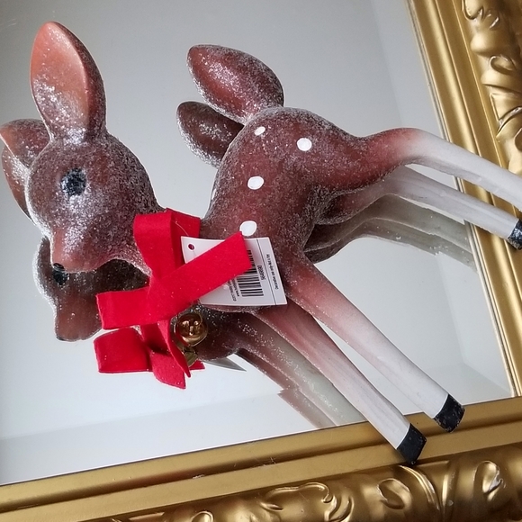 ❗MCM Style Brown White Reindeer with Red Bow and Bell Details❗ - Picture 4 of 7